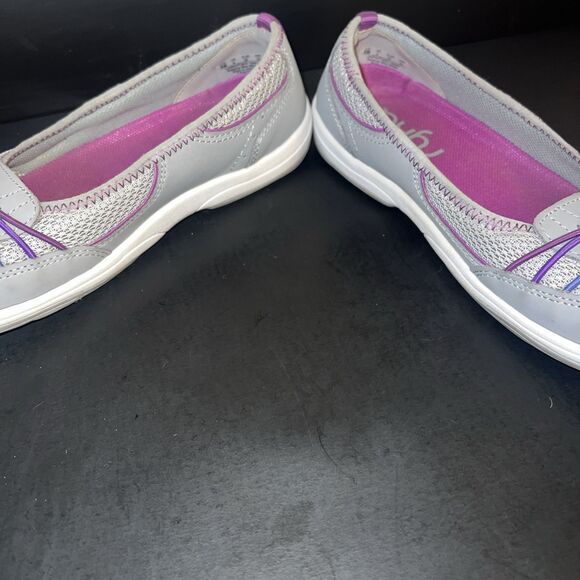 Ryka Tang Slip-On Comfort Shoes, Leather Upper, Gray&Purple Loafers Flats Size 8 - Picture 4 of 7